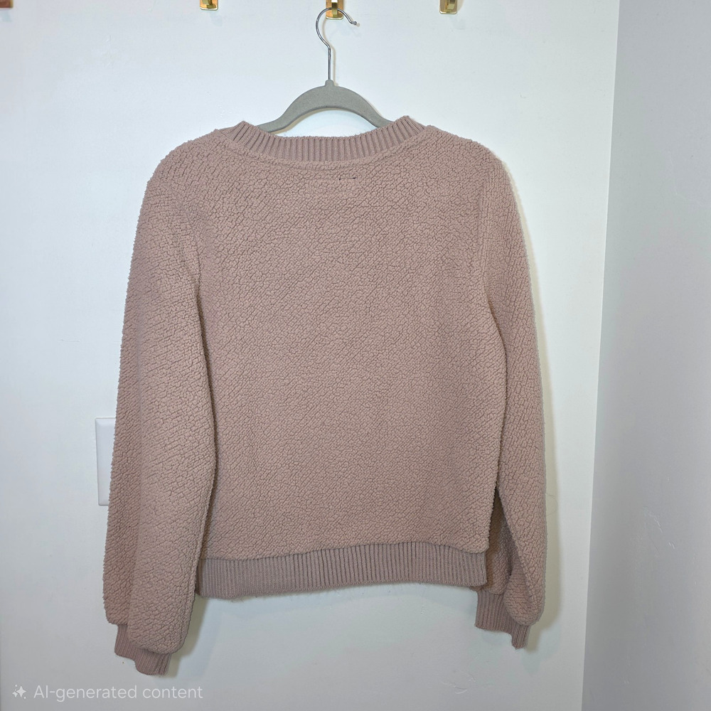 Abercrombie and Fitch Sherpa Fleece Women's Size M Mauve Pink Soft Sweatshirt - Picture 6 of 8